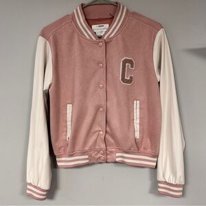 Ci Sono Pink & White Vegan Leather Varsity / Letterman Jacket “C” (for cute) M